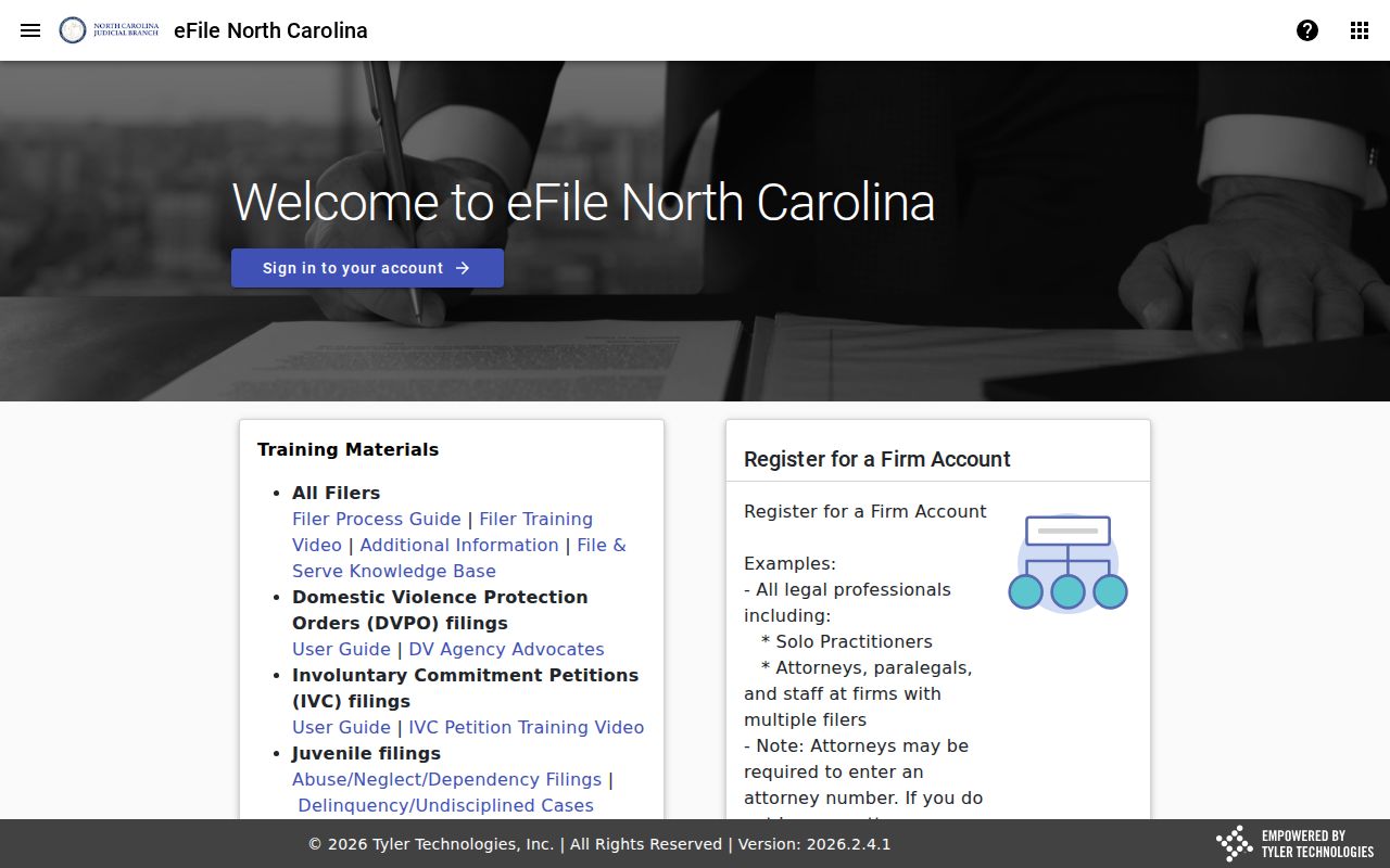 Robeson County case lookup File and Serve official filing entry point