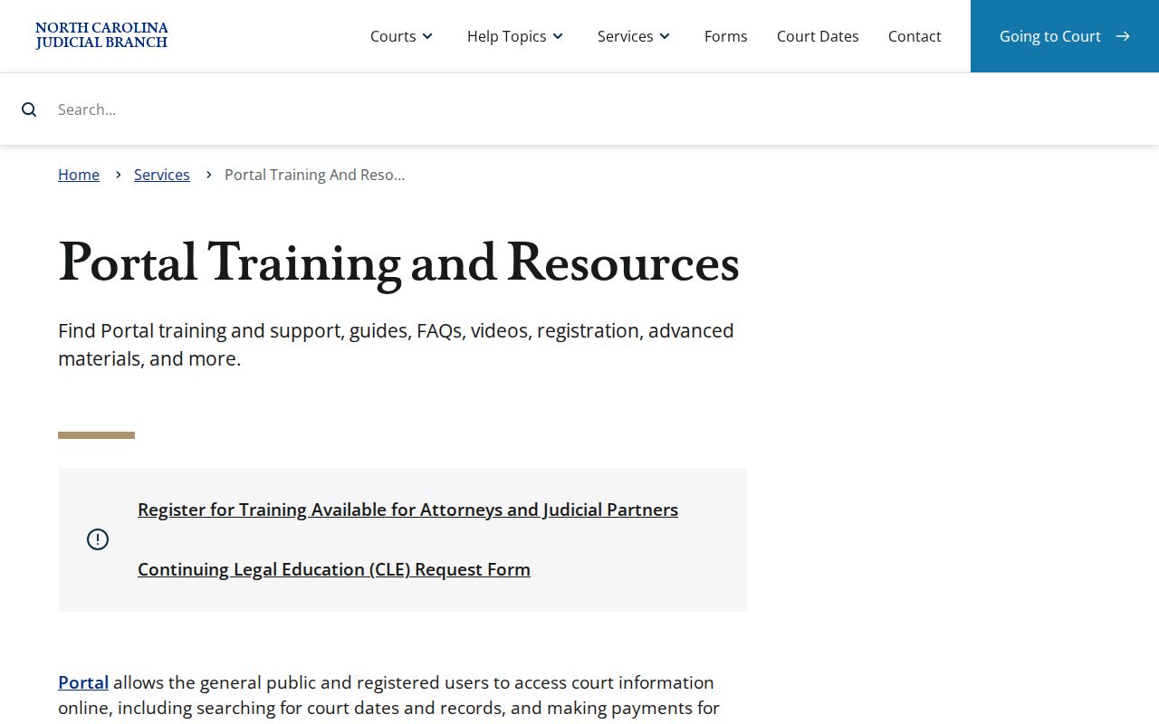 Robeson County case lookup Portal training resources