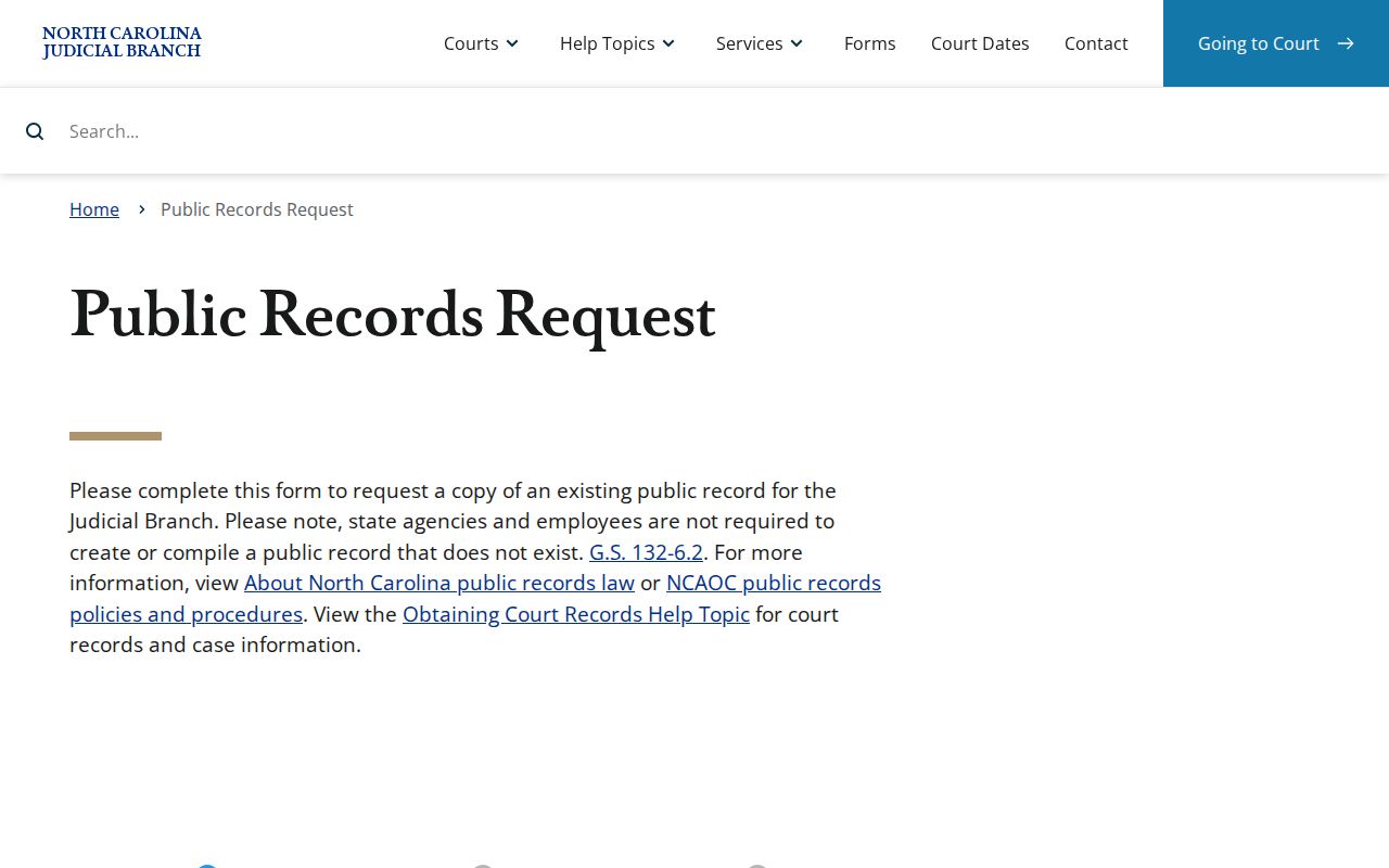 Robeson County court records Judicial Branch public-record request form