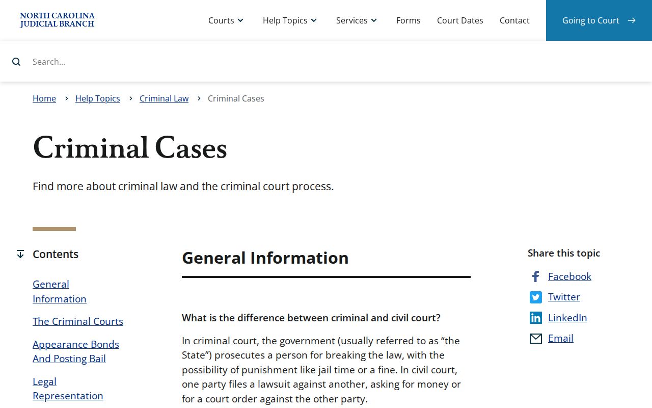 Robeson County criminal docket search criminal case process graphic