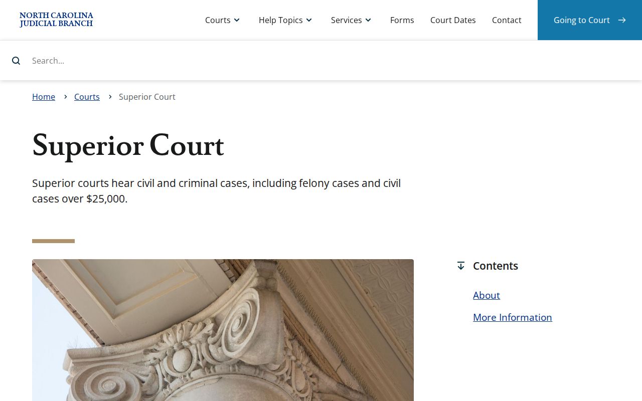 Robeson County criminal docket search Superior Court jurisdiction heading
