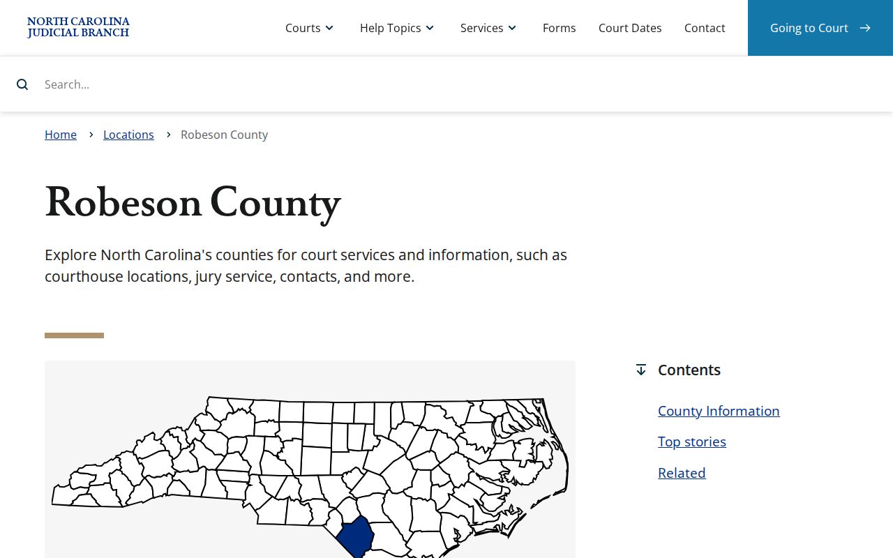 Robeson County court docket Judicial District 20 location page