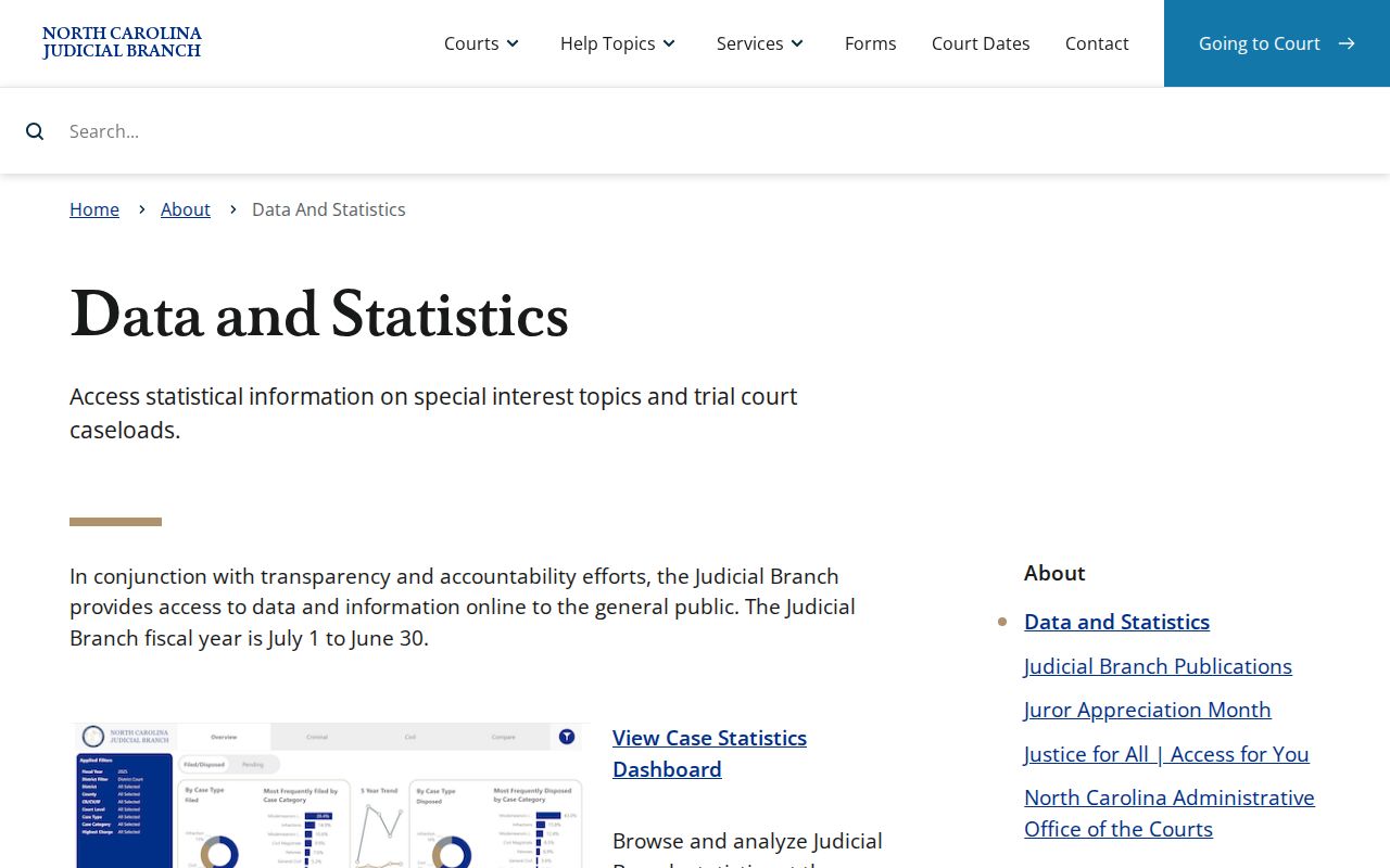 Lumberton court docket search North Carolina Judicial Branch data statistics page