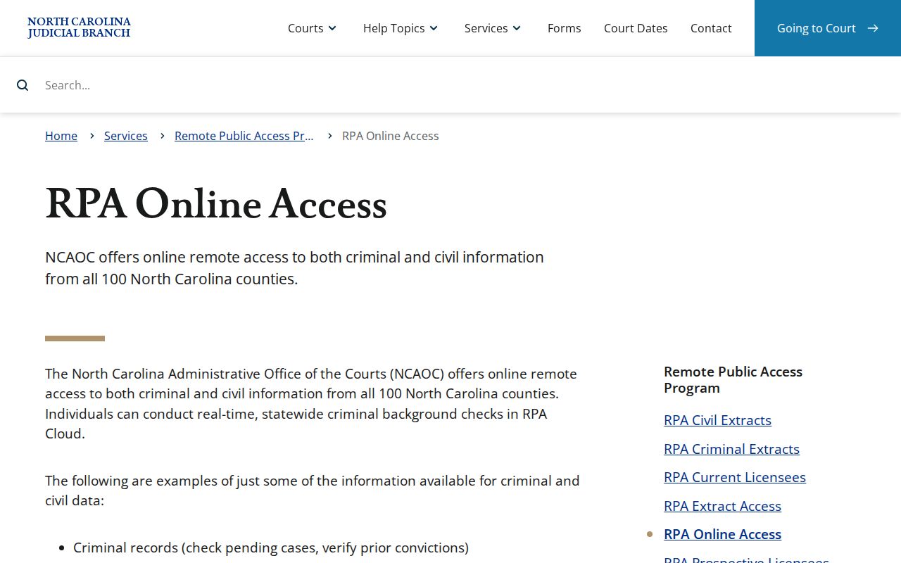 Pembroke court record licensed RPA Online Access information